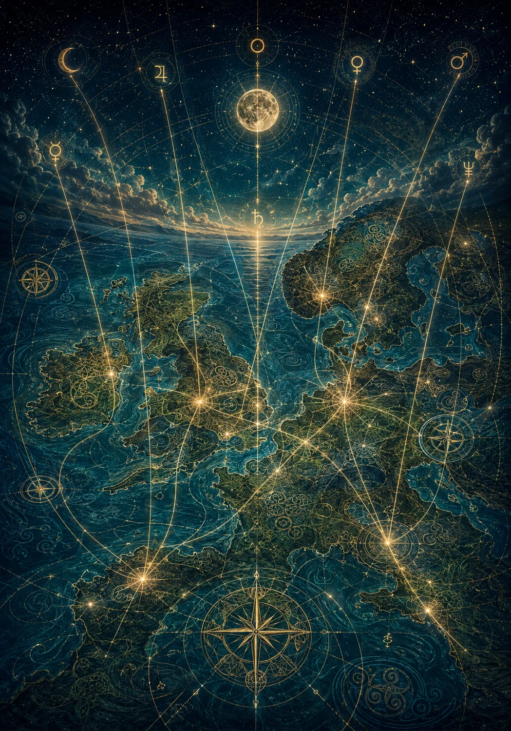 Celestial astrocartography map